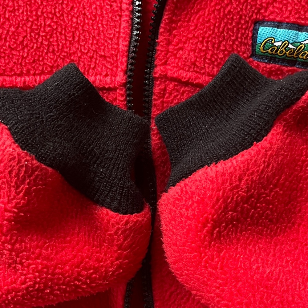 Vintage Wmns Cabela's Red Full Zip Fleece Jacket - sz M - Picture 3 of 9